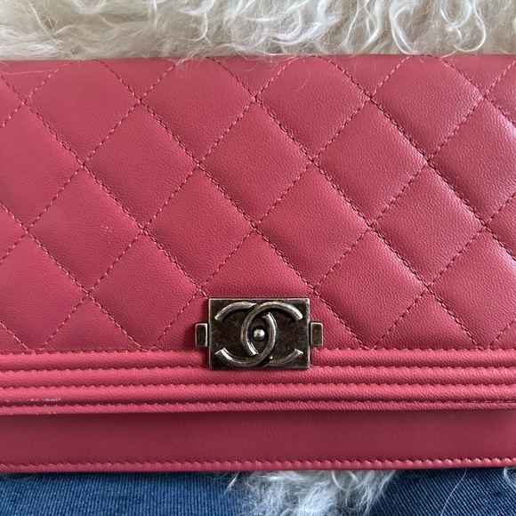 Chanel Rose Wallet on chain timeless/classique linen crossbody bag - Picture 3 of 8